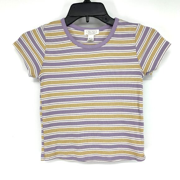 Full Tilt Tops - Full Tilt Top Stripe Short Sleeve Cropped Y2K 90s Shirt